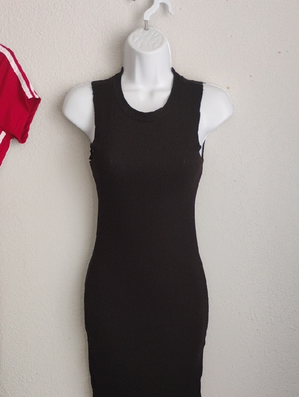 Black Sleeveless Ribbed Bodycon Dress Top